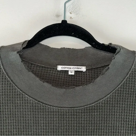 Cotton Citizen Waffle Knit Black Women’s Long Sleeve Shirt Dress Size M - Picture 2 of 10